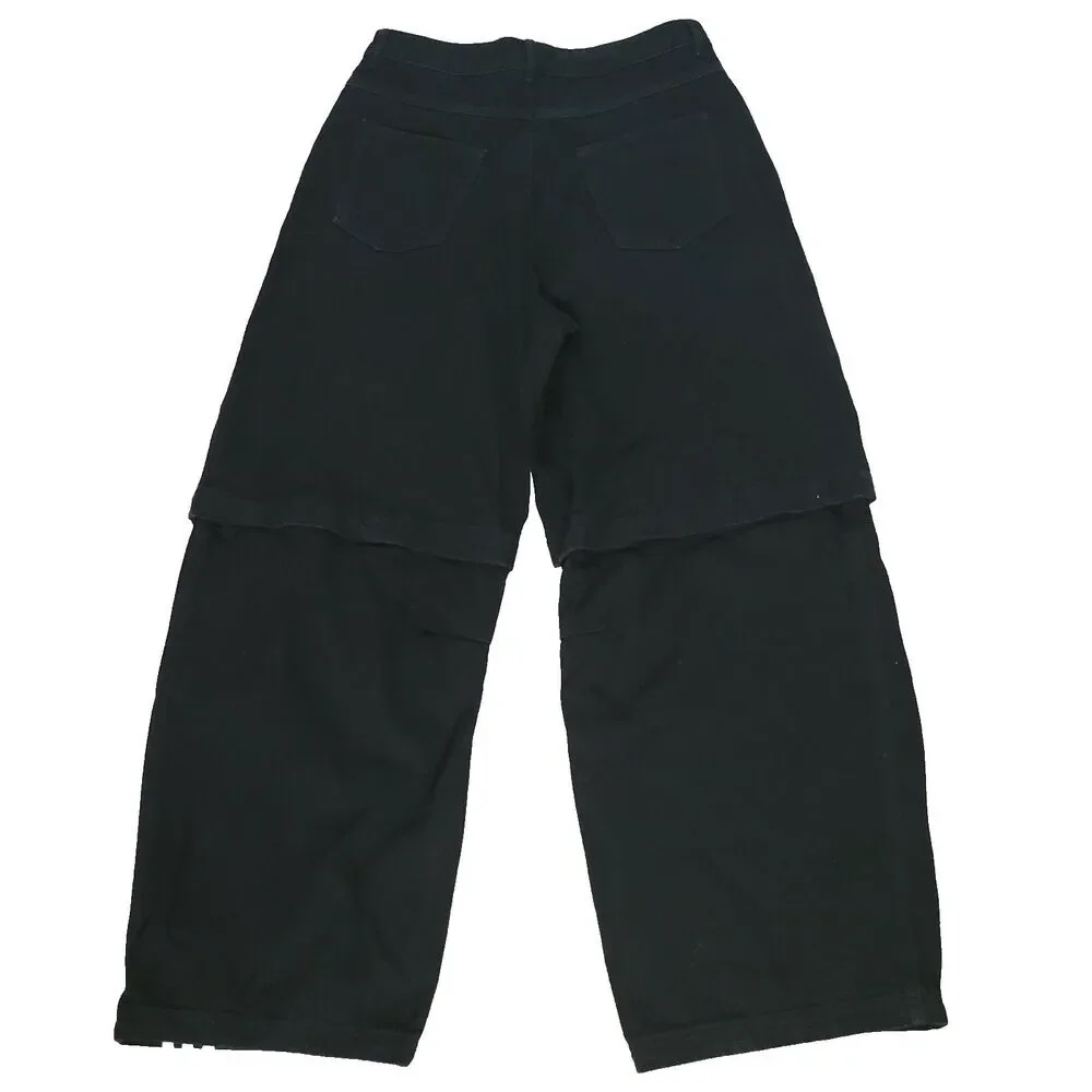 NWOT Adidas Adibreak Denim Two-In-One Jeans Womens 32 Black White Baggy Skater - Picture 4 of 16